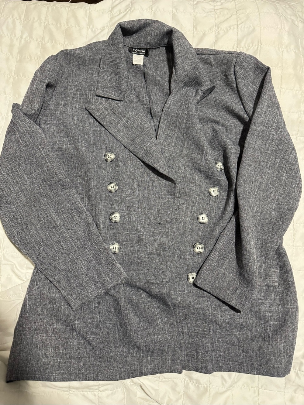 Double-Breasted Gray Women's Blazer Jacket